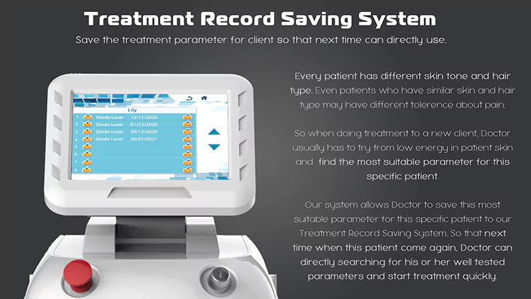 beauty machine record saving system interface